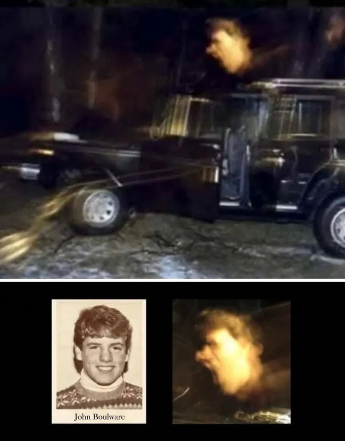 Fotografía nocturna de un accidente y retrato, parte de eventos aterradores misteriosos.