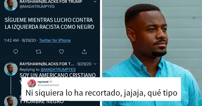 Este falso votante negro de Trump en Twitter olvidó recortar la etiqueta de búsqueda de su foto de perfil, y la gente se ríe de él