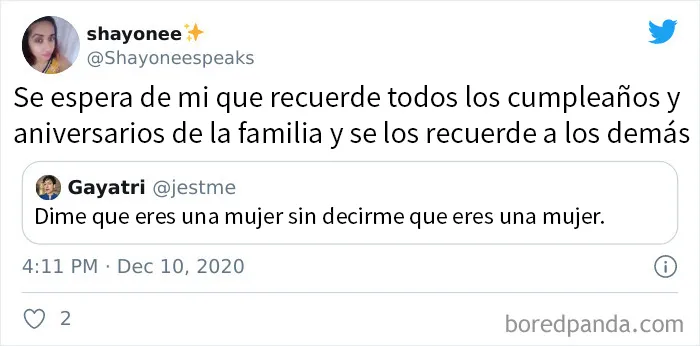 "Dime que eres una mujer sin decirme que eres una mujer" (20 tuits)