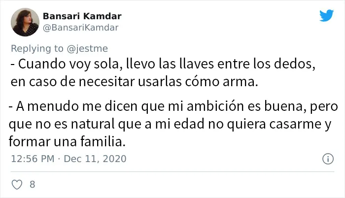 "Dime que eres una mujer sin decirme que eres una mujer" (20 tuits)
