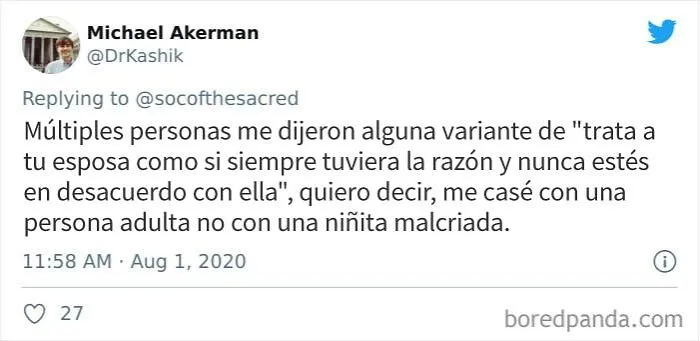 20 Tuits donde la gente comparte los peores consejos matrimoniales que han recibido
