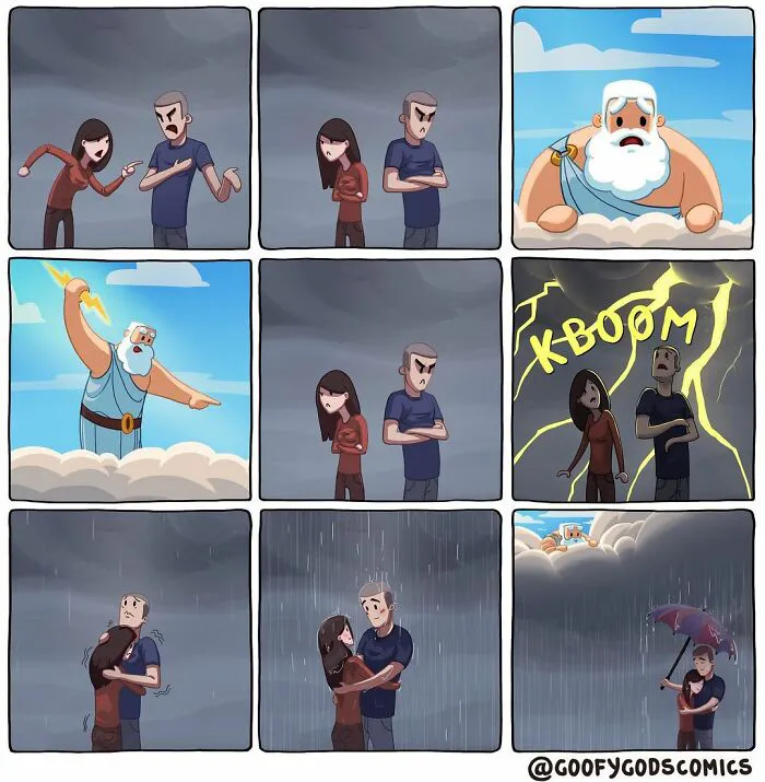 12 Divertidos cómics sobre cómo se enfrentan los dioses a los problemas diarios