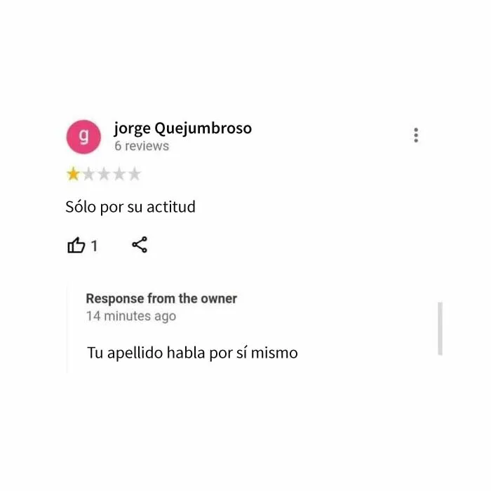 20 Restaurantes que dejaron divertidas respuestas bajo las malas críticas, compartidas en este instagram