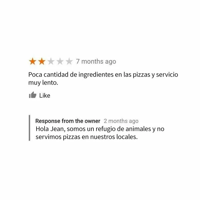 20 Restaurantes que dejaron divertidas respuestas bajo las malas críticas, compartidas en este instagram