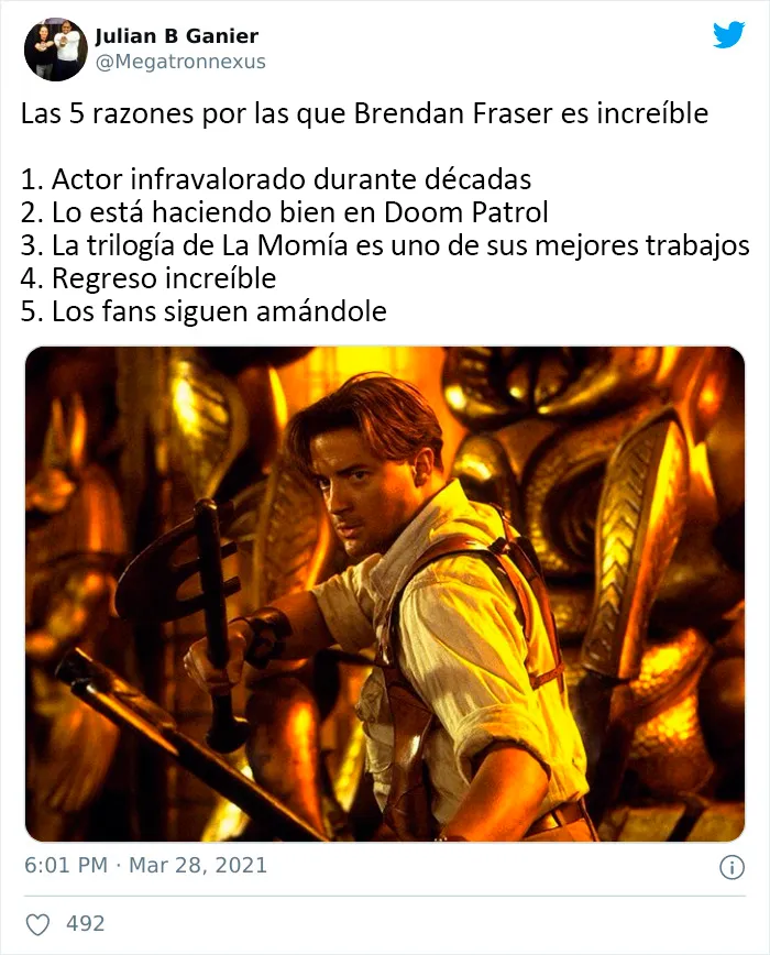Internet ha vuelto viral a Brendan Fraser simplemente por ser genial, aquí tienes 30 de los mejores tuits