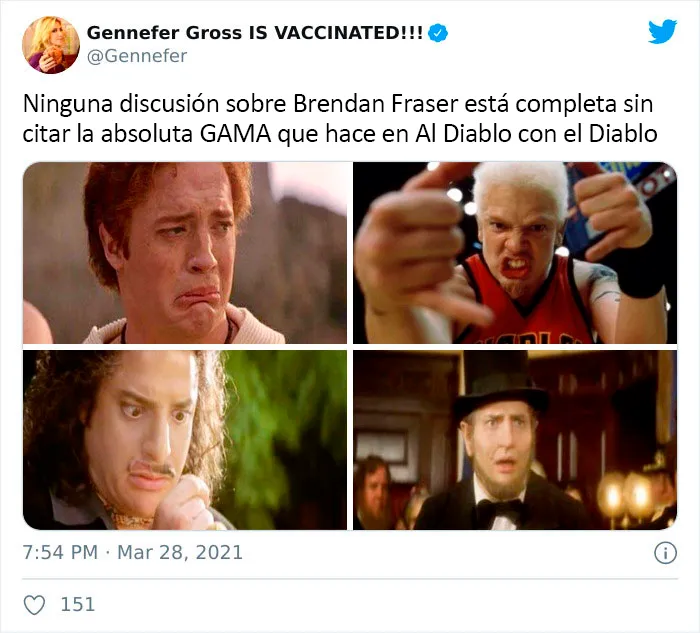 Internet ha vuelto viral a Brendan Fraser simplemente por ser genial, aquí tienes 30 de los mejores tuits