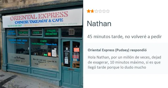 Este restaurante chino de comida para llevar se vuelve viral por sus respuestas salvajes a las malas críticas de los clientes