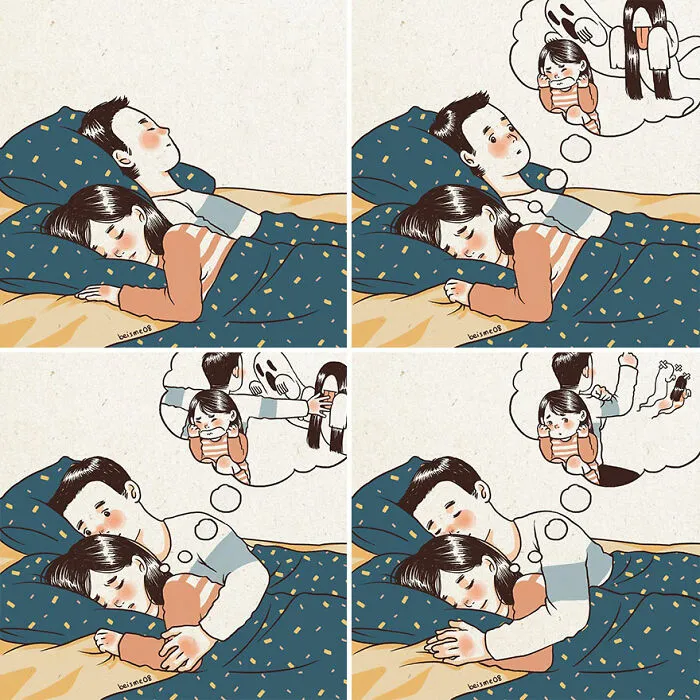20 Encantadores cómics que muestran cómo es estar en una relación, por Luong Thuy