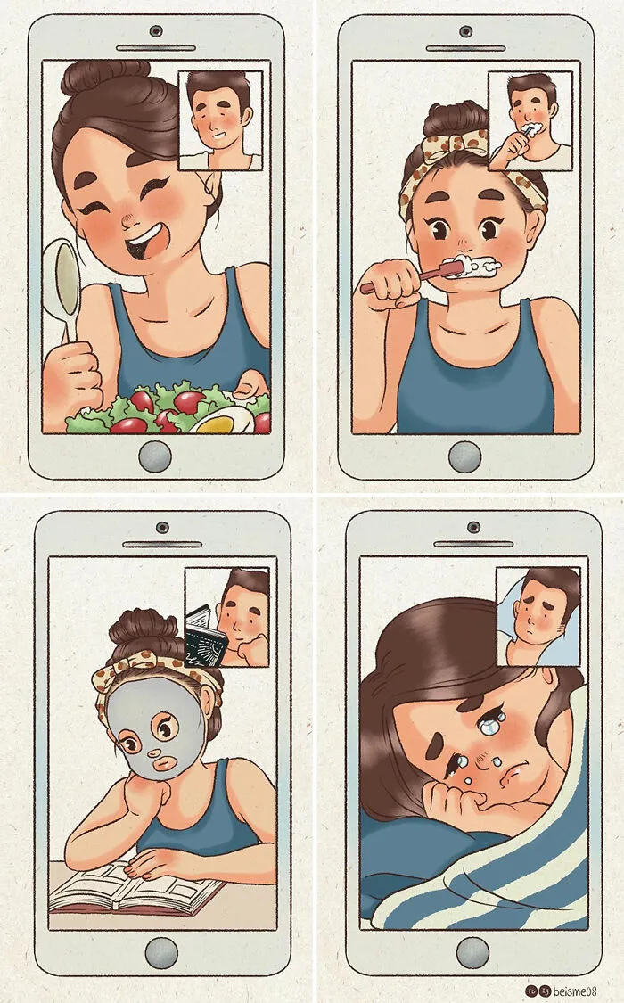 20 Encantadores cómics que muestran cómo es estar en una relación, por Luong Thuy