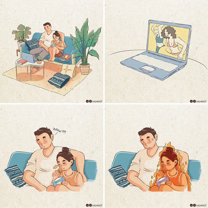 20 Encantadores cómics que muestran cómo es estar en una relación, por Luong Thuy