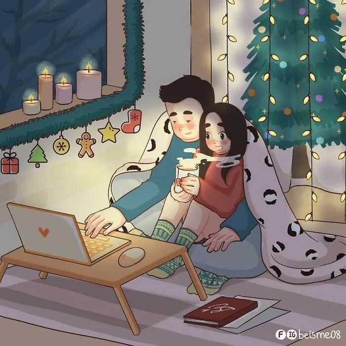 20 Encantadores cómics que muestran cómo es estar en una relación, por Luong Thuy