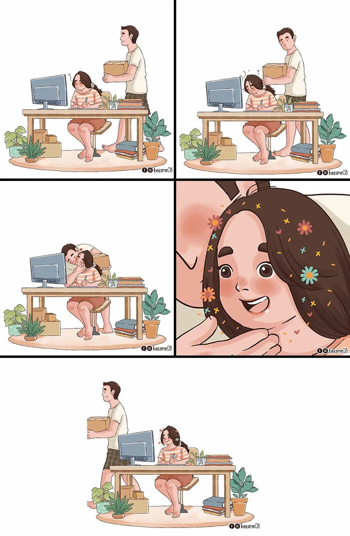20 Encantadores cómics que muestran cómo es estar en una relación, por Luong Thuy