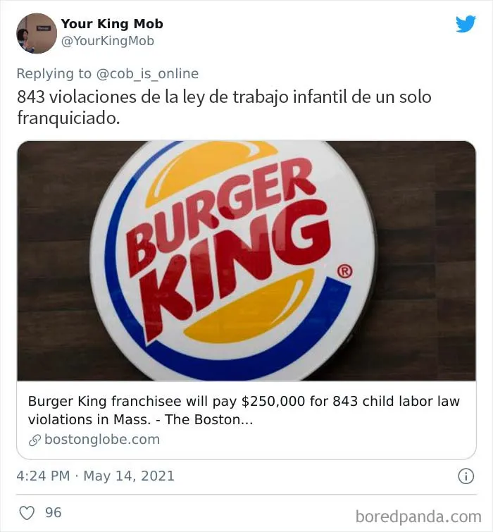 Burger King publica un cartel en el que pide a los padres de niños de 14 y 15 años que les dejen solicitar trabajo y la gente se indigna