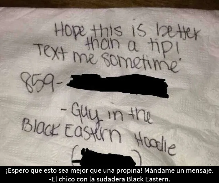 Mi hermana recibió esto cuando trabajaba de camarera