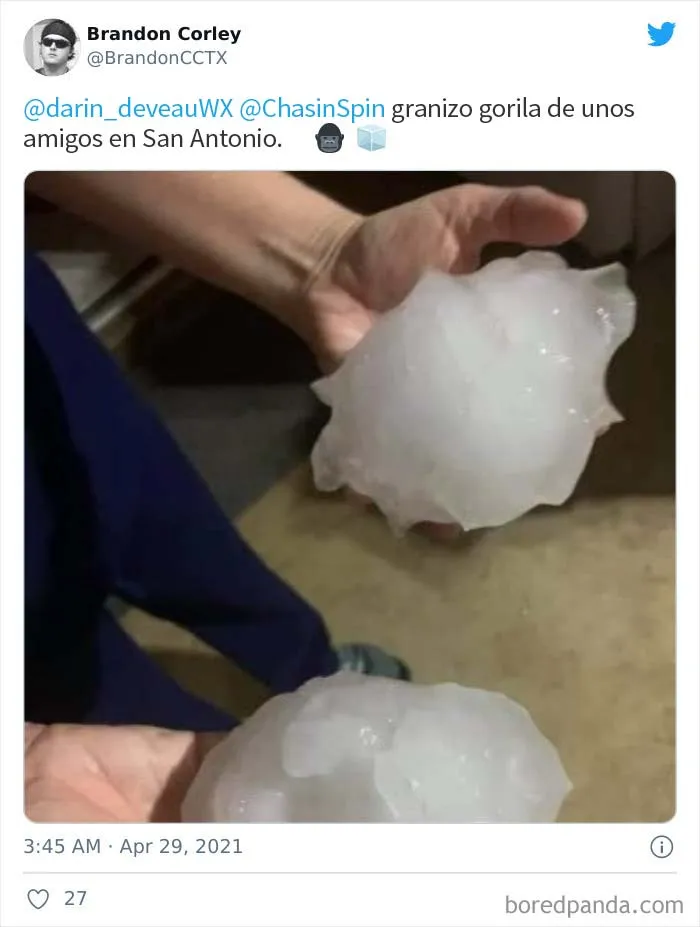 El granizo "gorila" golpeó Texas y Oklahoma anoche, y así es como se vio (30 fotos)