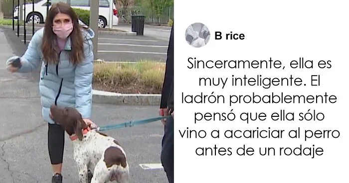 Esta reportera informaba sobre un cachorro robado cuando lo vio en la calle, siendo paseado por quien lo robó