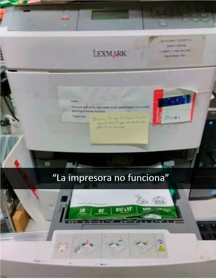 Sí, la impresora no imprimirá si dejas el ¡embalaje del papel!