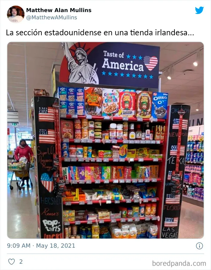 Así es la sección de "comida estadounidense" en diferentes países