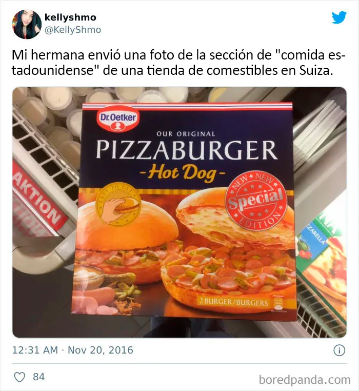 Así es la sección de "comida estadounidense" en diferentes países