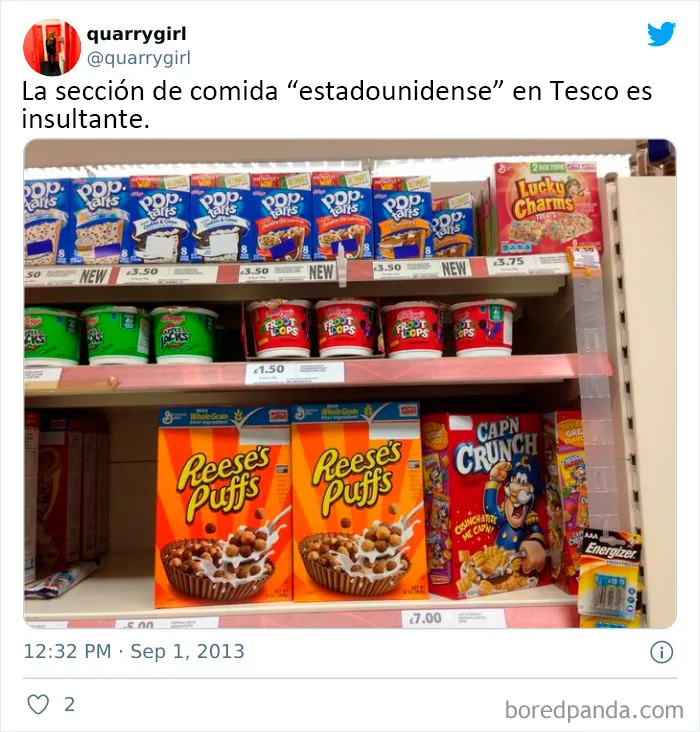 Así es la sección de "comida estadounidense" en diferentes países