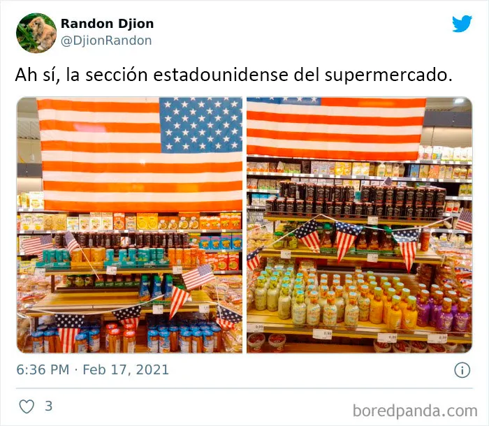 Así es la sección de "comida estadounidense" en diferentes países