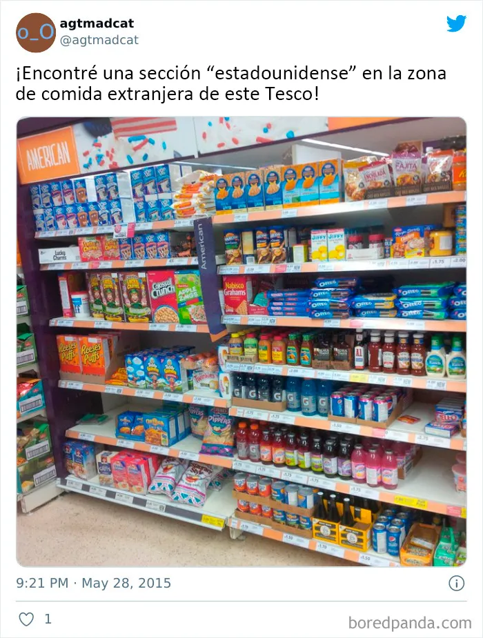 Así es la sección de "comida estadounidense" en diferentes países