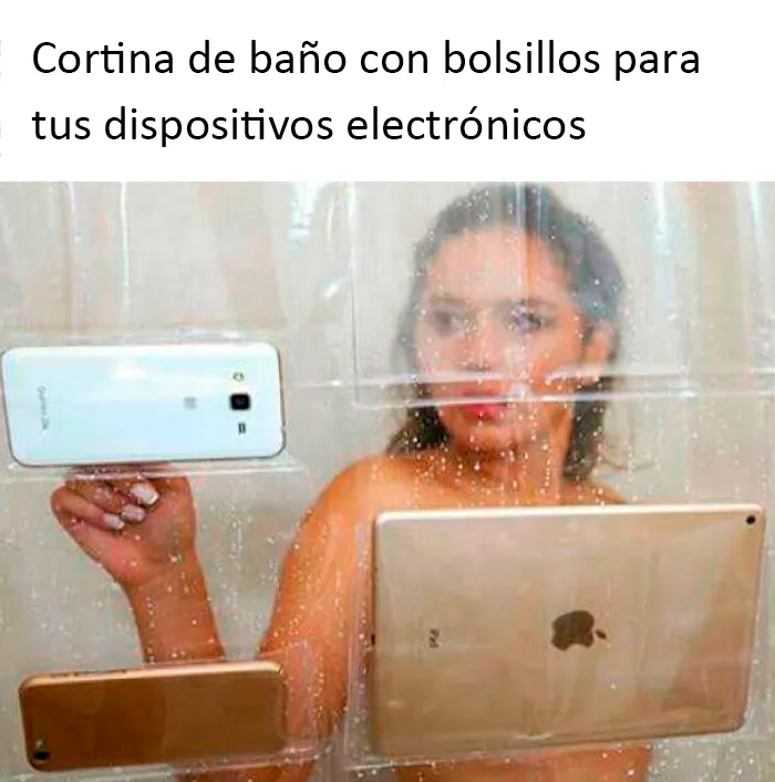Cortina de baño con bolsillos