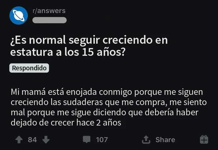 Mamá está enojada con ella por crecer