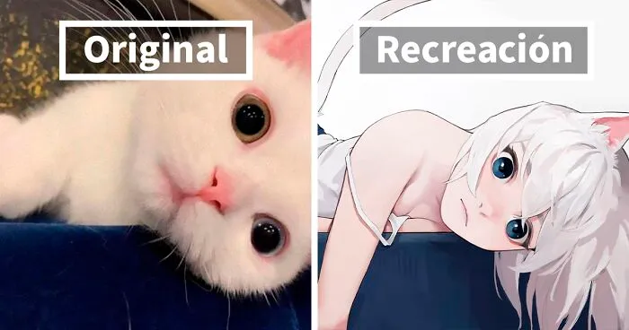 ¿Qué aspecto tendrían los gatos como chicas de anime? Este ilustrador japonés tiene la respuesta
