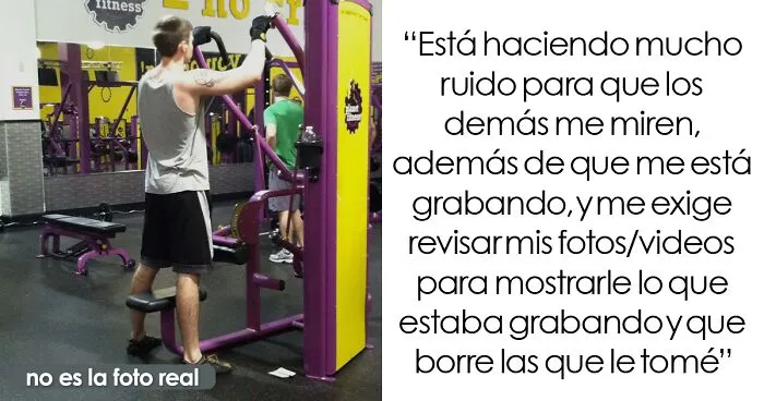 Una chica acusa a este hombre en el gimnasio de tomarle fotos y le exige revisar su teléfono