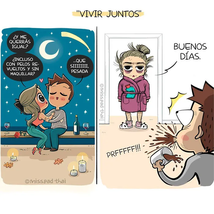 Esta artista retrata la vida con su novio en estos divertidos y atrevidos cómics (nuevas imágenes)