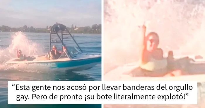 Estos homófobos pidieron socorro a los tripulantes del bote del Orgullo al que estaban acosando tras explotar su propia embarcación