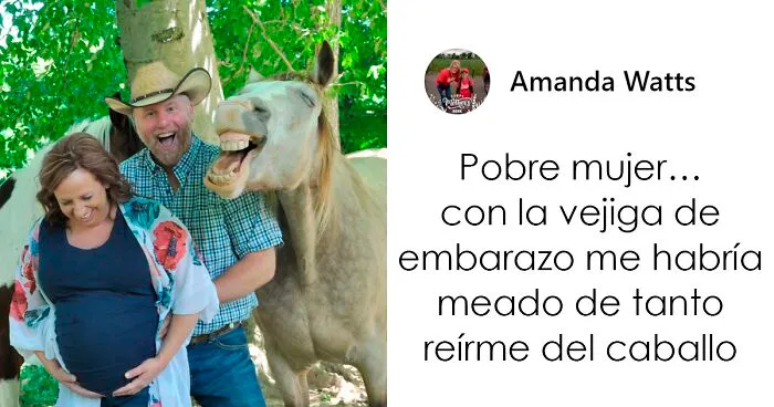 Este divertido caballo se coló en una sesión de fotos de embarazo mostrando su sonrisa más contagiosa y se hizo viral