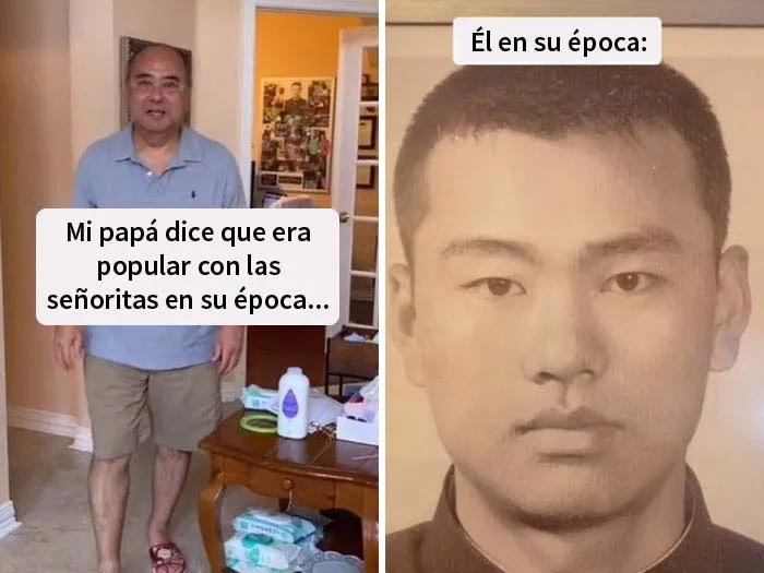 20 Hijos que se dieron cuenta de que sus padres molaban más que ellos y compartieron sus fotos en un reto de Tiktok