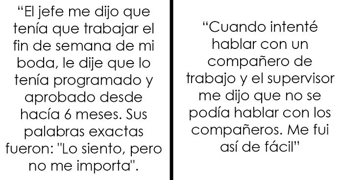 "Gente que dejasteis vuestro trabajo en el acto, ¿por qué lo hicisteis?" (20 respuestas)