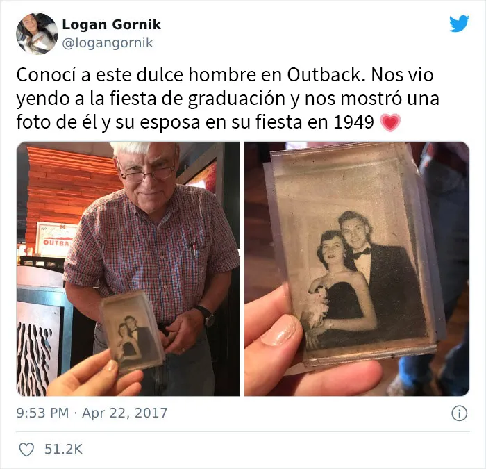 El hecho de que todavía lleve esta fotografía con él es muy lindo