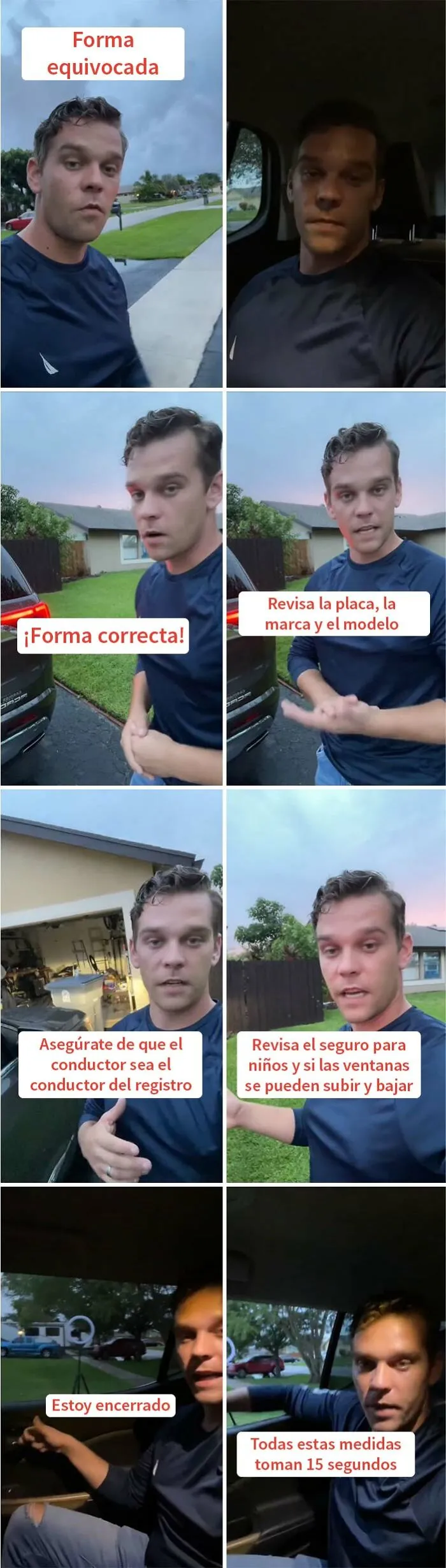 Manera correcta e incorrecta de entrar en Uber/Lyft/Taxi