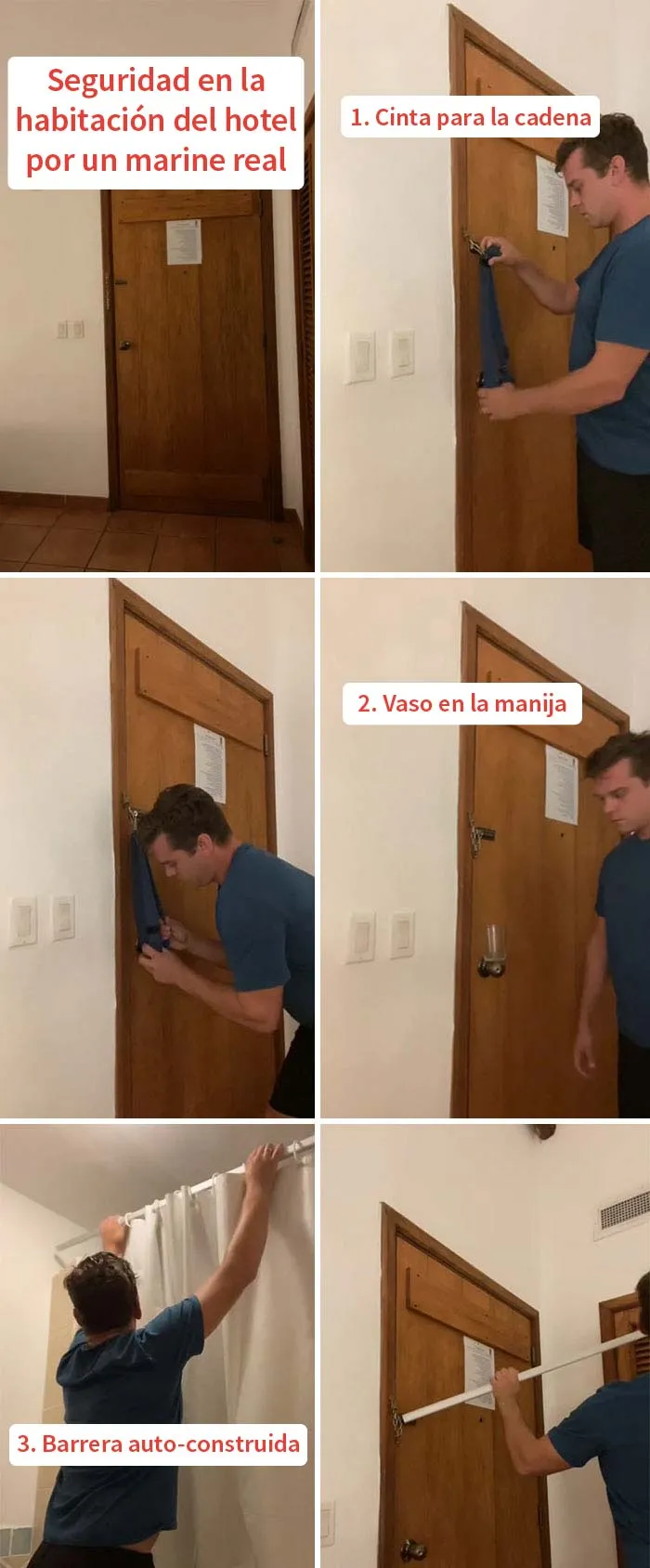 Consejo de seguridad en la habitación del hotel