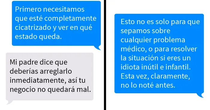 Este salón de tatuajes compartió una conversación con un cliente que no siguió las instrucciones por hacer lo que su padre decía