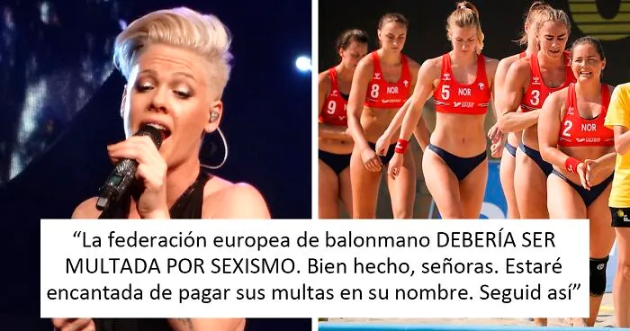 Pink se ofrece a pagar una multa "sexista" a un equipo de balonmano playa femenino que llevó pantalones cortos a un partido en lugar de bikini