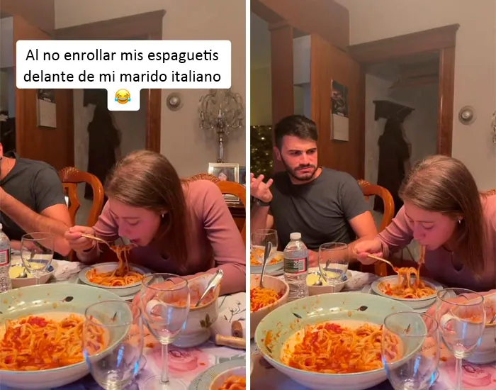Al no enrollar mis espaguetis delante de mi marido italiano