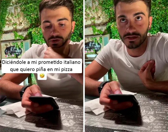 Diciéndole a mi prometido italiano que quiero piña en mi pizza