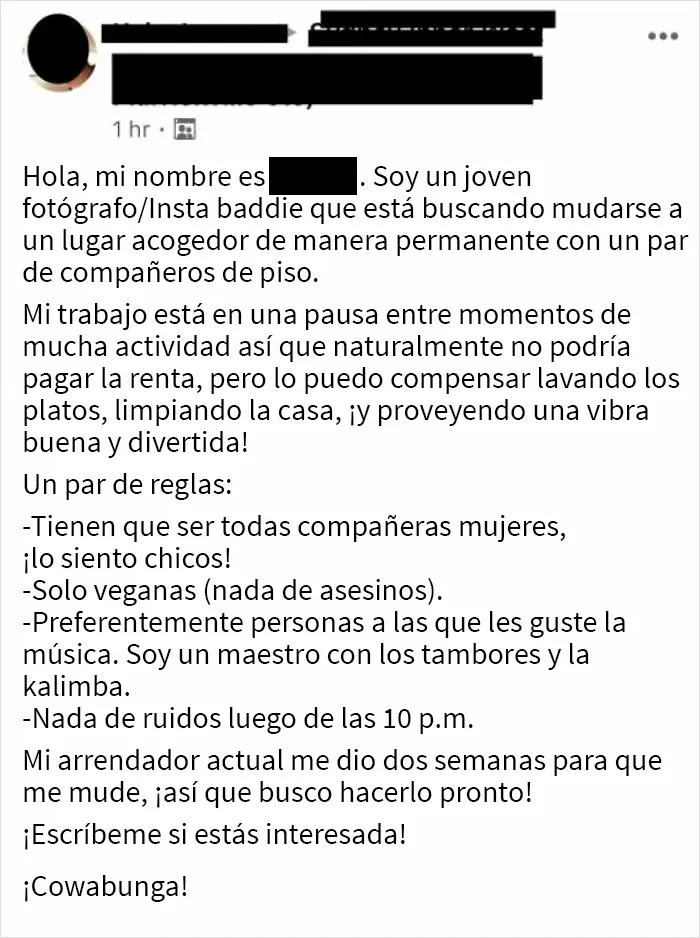 Este hombre está buscando nuevos compañeros de casa gratis, pero lo compensa con “buenas vibras divertidas”