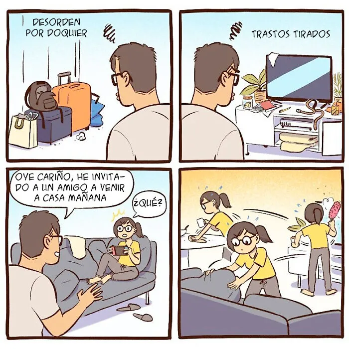 Esta artista ilustra su relación con su marido informático en 20 cómics adorables (nuevas imágenes)