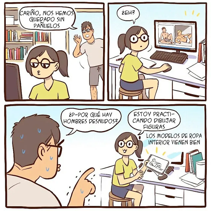 Esta artista ilustra su relación con su marido informático en 20 cómics adorables (nuevas imágenes)