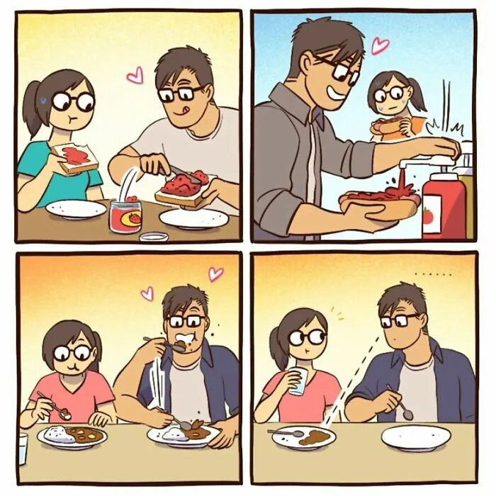 Esta artista ilustra su relación con su marido informático en 20 cómics adorables (nuevas imágenes)