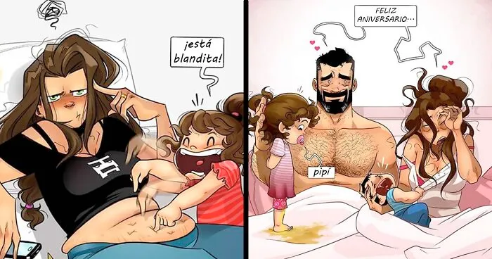 La familia Devir da la bienvenida a su hijo al mundo, y muestran cómo les va en 16 divertidos cómics