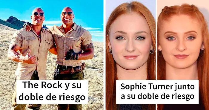 40 actores junto a sus dobles de riesgo que lucen exactamente iguales a ellos