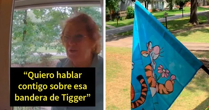 Esta Karen amargada se siente provocada por una bandera de Tigger que tiene su vecina y se vuelve viral en TikTok