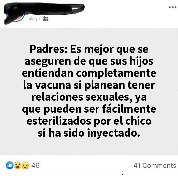 Aparentemente, recibir la vacuna hace que cualquier chica con la que tengas sexo sea infértil...